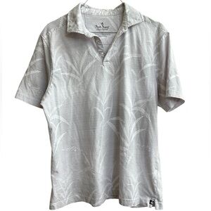 Nat Nast Men's Ombre Gray Floral Short Sleeve Polo Golf Resortwear Shirt.